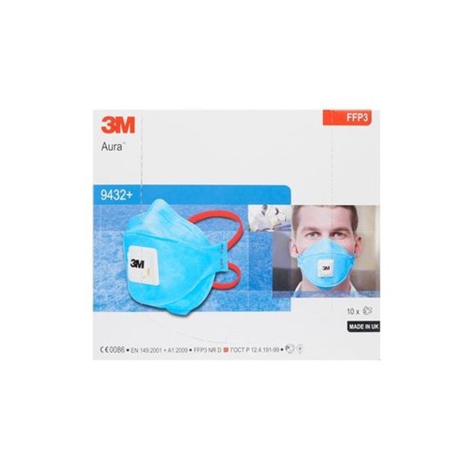 FFP3 NR D 9432+ particulate mask with valve, blue without staples (10 pcs) 3M