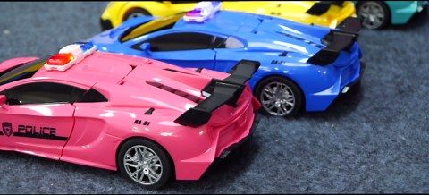 Tecnock Remote Control Car - Gesture Sensing, Transform RC Cars for Kids, 2.4GHz One Button Transformation Robot Toy with LED Lights, Police Car Toy Gift for Age 8-12 Boys, Girls