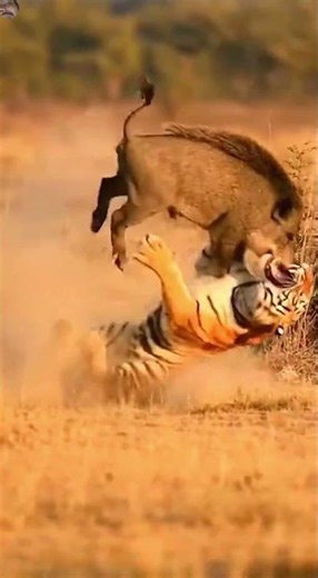 बाघ और जंगली सूअर की खतरनाक लड़ाई! 😱 Tiger vs Wild Boar Real Fight