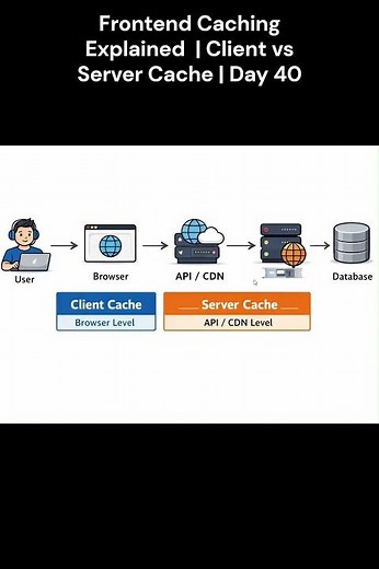 Frontend Caching Explained | Client vs Server Cache | Day 40 #frontend #coding #code #ai #javascript