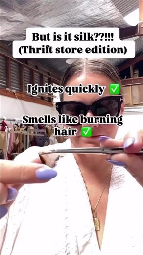 Burn testing thrifted fabric! Stay tuned for more detailed testing.