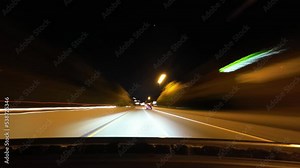 Nighttime blur video of drive into Pittsburgh, PA through the Fort Pitt tunnels