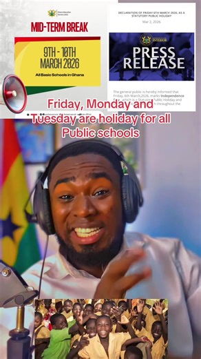 Ghana Education announced Friday 6th math as holiday and Compulsory MID-TERM BREAK for All Basic Schools in Ghana starting from 9TH - 10TH MARCH 2026#BECE2026 #ges