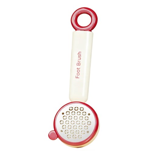 3-in-1 Foot Pedicure Grater,Remove Dead Skin, Calluses & Hard Heel Skin with Coarse/Fine Grinding Surfaces for Smooth Feet , Soft Brush Head & Hanging Handle,Red