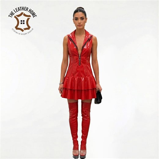 Red PVC Leather Mini Dress, Gothic Skirt Clubwear & Alternative Fashion - Etsy