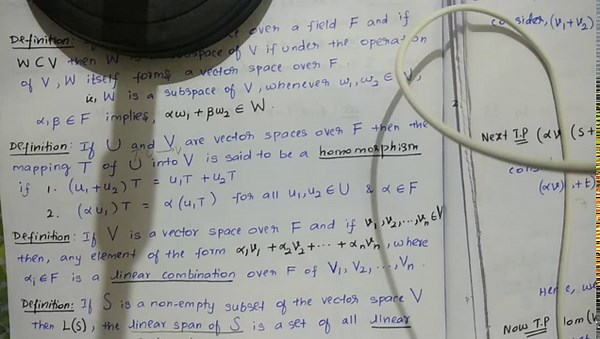 Definition of Homomorphism of vector spaces.