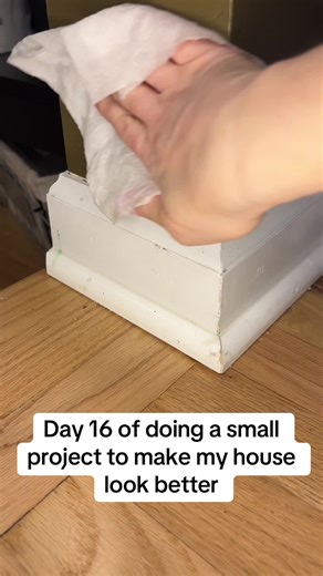 that line is ripped drywall and I don’t have the paint color I need 🫠🫠 it’s driving me crazy. But the show must go on! product used: DAP plastic wood wood filler sold at @The Home Depot for 11$. Easy to use and goes a long way. #homeimprovement #diy #cleantok #cleaning #painting #fyp #homerenovation #paintingtrim #trim #molding #baseboard #paintingbaseboards