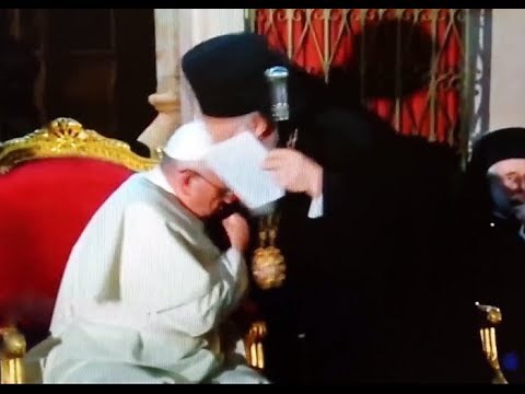 Pope Francis Kisses the Hand of Ecumenical Patriarch Bartholomew