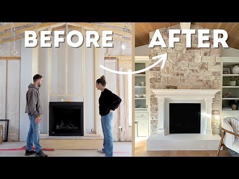 Building a Gas Fireplace from SCRATCH (framing, stone & mantle)