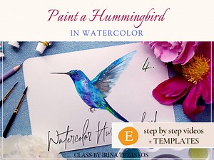 Hummingbird - Watercolor Tutorial for Beginners, DIY Artwork for Wall Art and Home Décor, Step-by-step Digital Pattern Beginner Level - Etsy UK