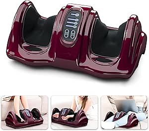 ARLIME Shiatsu Foot Massager with Remote, 4 Modes Deep Kneading Rolling, Leg Ankle & Calf and Feet Massage for Neuropathy, Pain Relief, Plantar Fasciitis, Blood Circulation, Burgundy