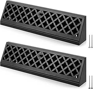 Blulu 2 Pcs Baseboard Register Duct Opening Size Modern Design Vent Covers for Home Floor Wall Baseboard Air Covers Supply Floor Diffuser Including Screws (15 Inch,Black)