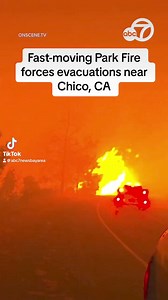 8.4K views · 94 reactions | A fast-moving wildfire near Chico dubbed the Park Fire has forced evacuations in Butte and Tehama counties as it's burned 45,000 acres with only 3% containment, as of Thursday morning. https://abc7ne.ws/3SogUJT | ABC7 News | Facebook