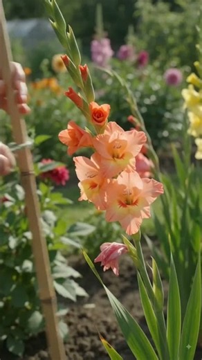 Give gladiolus full sun, fertile well-drained soil, and deep watering when the surface begins to dry