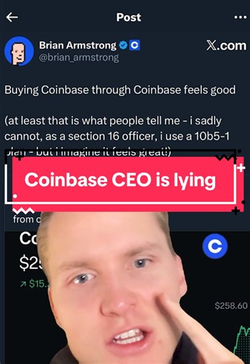 Brian Armstrong, the CEO of Coinbase (COIN), recently tweeted that you can now buy Coinbase stock directly on the Coinbase platform. That’s pretty cool. However, he personally can’t buy the stock due to regulatory restrictions. All of his transactions are executed through 10b5-1 plans. What’s interesting is that at CEOwatcher.com, we track every insider trade going all the way back to 2009—and Brian Armstrong has never once bought Coinbase stock. Not a single time. What he has done is sell. He’s