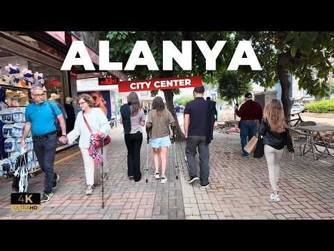 Alanya Atatürk Street 🇹🇷 | Real City Center Walking Tour Busy Street Life [4K HD]