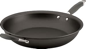 Anolon Advanced Hard-Anodized Nonstick Frying Pan with Helper Handle / Nonstick Skillet, 14 Inch, Gray