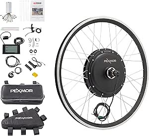 PEXMOR Electric Bike Conversion Kit, 48V 1200W 26" Front/Rear Wheel E-Bike Conversion Kit with 3 Mode Controller, PAS, LCD Display, Twist Throttle