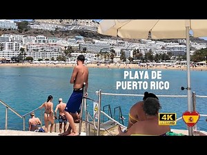 Playa de Puerto Rico Walk 🌴 | Relaxing Sunbathing, Rocks & Beach Vibes 4K 60fps, Gran Canaria 2025