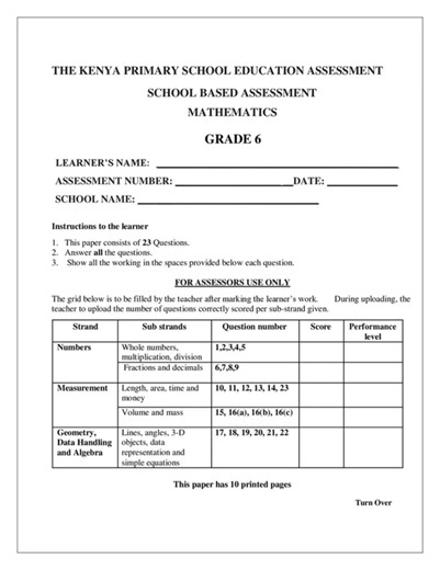 Grade 6 Mathematics Mid Term 2 2025 Exam