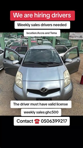 Hiring Drivers in Accra and Tema for Weekly Sales