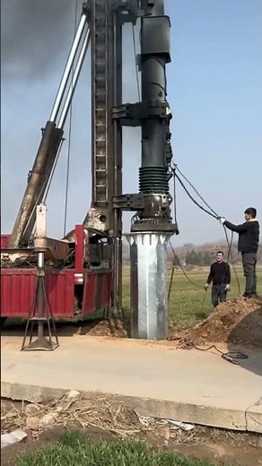 10kV Transmission Steel Pole Piling – Pile Driving & Foundation Installation at Construction Site