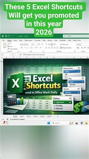 5 Excel Shortcuts That Save 1 Hour Daily 😳 and gets you promoted😳#shorts #short #excel #exceltips