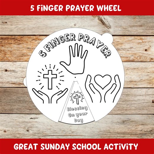5 Finger Prayer Spinner Wheel, Sunday School Activity, Grow in Christ, Preschool Coloring Craft Activity, Five Finger Prayer Template - Etsy