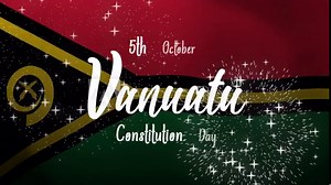 Vanuatu Constitution Day Text Animation with Vanuatu Flag Background. Celebrate Vanuatu Constitution Day on 5th October. Great for celebrating Vanuatu Constitution Day.