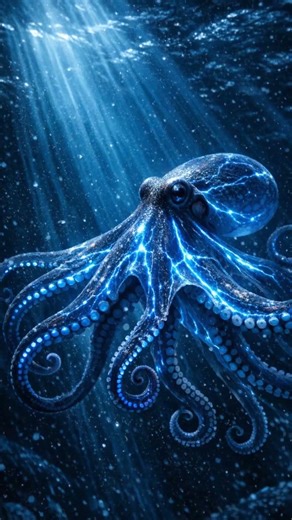 Octopus blood turns blue to survive deep ocean pressure. #OceanFacts #MarineLife #ScienceShorts