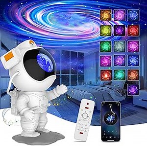 Star Projector Galaxy Night Light, 2023 Upgrade Astronaut Starry Nebulae and Galaxy Lamp, Space Projector with Remote Timer and Bluetooth Music for Adults Kids Room Decor, Ceiling, Christmas Gifts