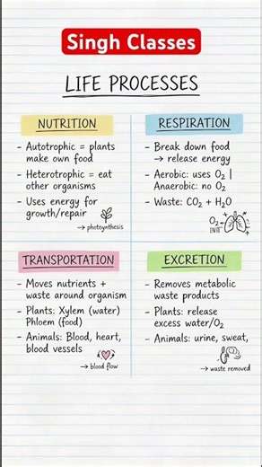 Class 10 Life Processes Nutrition Respiration Transportation Excretion #cbseboard #biology