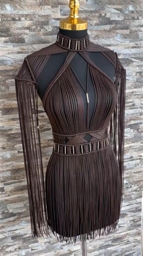 Macramé Fringe Festival Dress Making Process | Вязаное макраме платье с бахромой