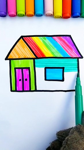 How to Draw a House with Colors for Kids