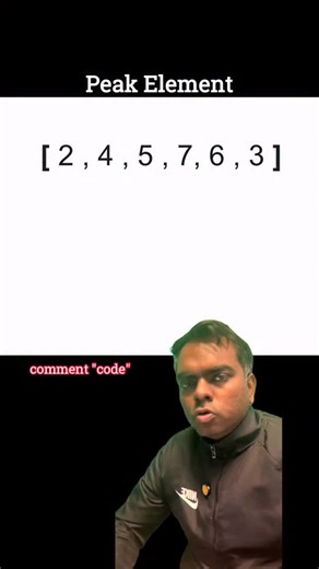 Rakesh Kumar on Instagram: "Peak Element. #dsa #coding #codinginterview #leetcode #binarysearch"
