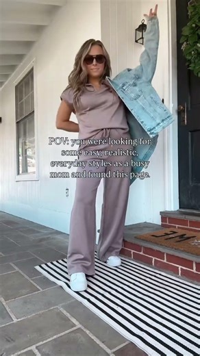 Cozy Matching Set with Denim Jacket | Everyday Mom Outfit