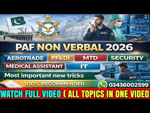PAF Non Verbal Intelligence Test Preparation 2026 | Non Verbal Intelligence 2026 | PAF NEW JOBS 2026