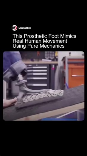 MediaBlizz on Instagram: "Meet a fully articulated prosthetic foot designed to replicate natural human movement using pure mechanical engineering. No motors. No software. No sensors. Just carefully tuned linkages, joints, and energy-return mechanics that respond dynamically to each step. The foot flexes, rolls, and adapts as weight shifts, closely matching how a real human foot behaves during walking. By relying on physics instead of electronics, this design offers reliability, durability, and a