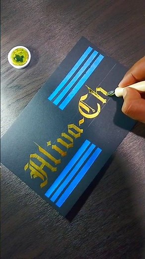 Calligraphy Gothic font golden design with acrylic colour #art #calligraphy