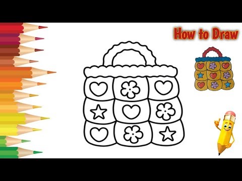 How to Draw Cute Handbag Drawing, Painting & Coloring For Kids and Toddlers | Child Art 🎨 🐋🌈