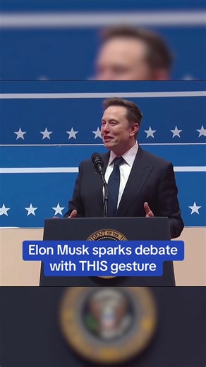 Elon Musk has sparked debate online after taking the stage at an inaugural event and making this gesture. | Daily Mail Video