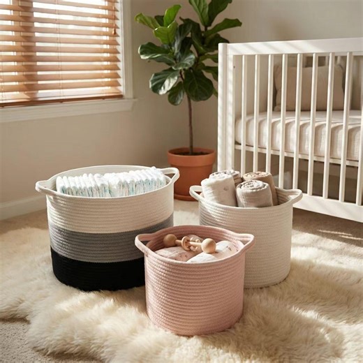 Custom Cotton Rope Diaper Caddy, Nursery Storage Basket, Made to Measure - Etsy
