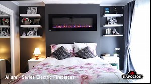Napoleon Allure 60 - NEFL60FH - Wall Hanging Electric Fireplace, 60-in, Black, Glass Crystal Ember Bed, 3 Flame Colors, Touch Screen Control Panel, Remote Included