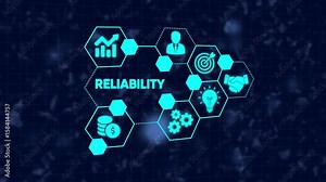 Animated digital diagram displaying the concept of reliability in business strategy