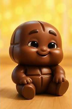 Adorable Baby Chocolate Eats a Delicious Chocolate Piece in 3D Animation 🍫✨ #baby #dance #cute