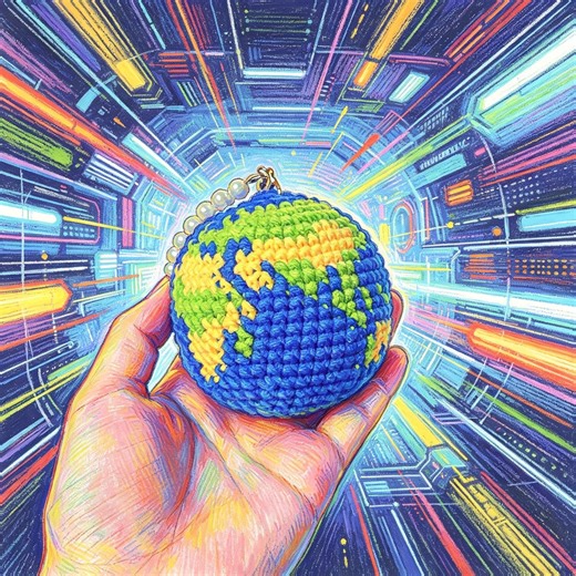 Handmade Knitted Earth Keychain With Pearl Chain - 8cm Large Globe - Etsy