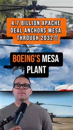 Aaron Dotterer | Phoenix Valley Realtor on Instagram: "Boeing’s Mesa plant lands a $4.7B Apache contract. FACT: The U.S. Army awarded Boeing nearly $4.7B to build AH-64E Apaches—funded largely by Poland, Egypt and Kuwait—with work in Mesa through 2032 and deliveries starting 2028. It includes new aircraft, Longbow crew trainers, parts, and support gear—aka sustained activity for East Valley suppliers and jobs. 👉 Stay in the know about Valley news & developments! Follow @phxwithaaron—I keep up s