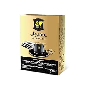 TRUNG NGUYEN G7 Gold Rumi Instant Coffee Single Served Sticks for Energy Boost (8.9oz - Box of 14 Sticks)