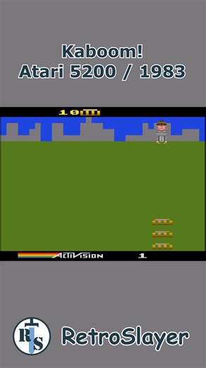 Chasing bombs and high scores on the Atari 5200 classic Kaboom! Fast buckets, tight reflexes, pure arcade bliss. #Kaboom #Atari5200 #RetroGaming
