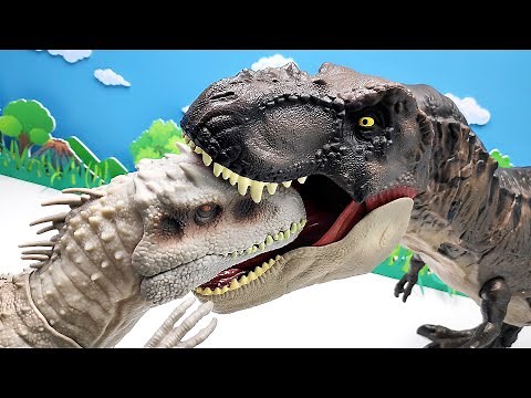 T-Rex VS Indominus Rex! Dinosaur Battle Video
